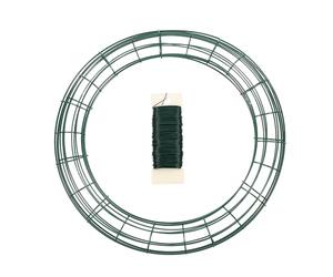 IDEANATEGRATE Juego de 3 Marcos de Alambre Redondos de Hierro Verde para Manualidades DIY de Guirnaldas con Estructura Fuerte y Rollo de Alambre para Decoración en Terrazas Varios estilos