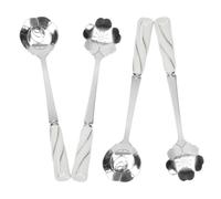 IDEANATEGRATE Juego de 4 Cucharas de Postre Mango de Cerámica y Diseño Floral Creativo, Resistentes al Óxido Familias y Tiendas de Té Leche