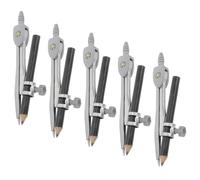 IDEANATEGRATE Juego de Brújula para Dibujo Técnico, 5 Piezas Portátiles de Metal Alta Precisión, Compactas y Resistentes, Kit Adecuado para Estudiantes y Uso Escolar en Dibujo Geométrico