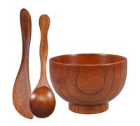 IDEANATEGRATE Juego de Cuencos de Madera para Facial con Espátula, Set de 3 Piezas para Cuidado Piel, Versátil y Conveniente para Uso en Spa y DIY