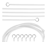 IDEANATEGRATE Kit de Sistema de PVC y Metal para Colgar Cortinas Alambres Flexibles Incluye 2 Juegos Ganchos y Ojos Color Blanco para Terraza y Cuadros