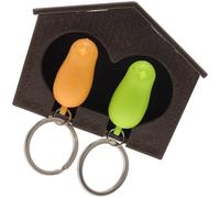 IDEANATEGRATE Llavero de Casa de Pájaros Amarillo con 2 Gorriones Silbato, Casa de Plástico 9,4x6,4x4,4 Cm para Colgar en Pared, Soporte Original para Llaves y Adorno Hogar