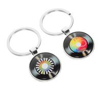 IDEANATEGRATE Llavero de Música Retro Colgante de Disco de Vinilo de Aleación de Zinc, Pack de 2 Piezas Decorativo y Creativo para Bolsos y Mochilas