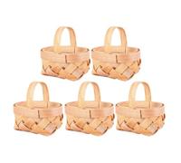 IDEANATEGRATE Mini Cesta de Virutas de Madera Tejida a Mano para Decoración del Hogar y Oficina, Mini Canastas Naturales Versátiles de 5 Piezas para Frutas y Objetos Pequeños
