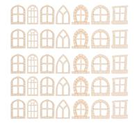 IDEANATEGRATE Mini Puertas y Ventanas sin Terminar de Madera, 50 Piezas para Manualidades y Complementos para Casas de Muñecas y Proyectos de Jardín