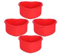 IDEANATEGRATE Molde para Pasteles Forma de Corazón de Silicona de Grado Alimenticio, 4 Piezas de 4 Pulgadas, Antiadherente, Resistente al Calor, Apto para Horno, Microondas, Freidora de Aire