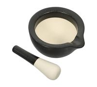 IDEANATEGRATE Mortero de Cerámica Negro Resistente al Desgaste para Laboratorio y Cocina, Kit Multipropósito Mortero y Mano para Moler Alimentos