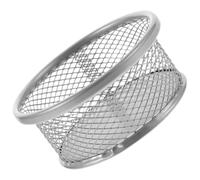 IDEANATEGRATE Organizador Metálico para Clips y Chinchetas Diseño de Boca Ancha, Gran Capacidad y Ahorro de Espacio para Oficina y Estudio en Color Plata