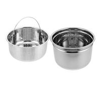 IDEANATEGRATE Repuesto 4l Olla Interior de Acero Inoxidable con Bandeja de Vapor y Cesta Coladora para Arroz Fácil de Limpiar y Separar Arroz y Sopa para Olla Arrocera Eléctrica