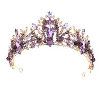 IDEANATEGRATE Tiara de Cristal Violeta para Novia Delicada, Tocado Nupcial Decorativo para Cabello Elegante de Mujer, Accesorio de Boda Estilo Reina, Diadema de Boda para Eventos Obsequios