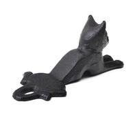 IDEANATEGRATE Tope Negro de Portátil de Gato Puerta de Hierro y Forma Resistente, Gran Poder de Sujeción Soporte Decorativo Creativo para Oficina y Escuela