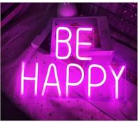 Ideas creativas para regalos con letreros de neón Letrero de neón con letras coloridas para iluminación interior "Be Happy" para decoración pared, para habitación infantil