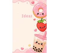 Ideas: Cute kawaii lined A5 journal - sweets & boba tea - 66 pages - Aesthetic gift for teen girls, students & young women (Carnets de notes)