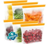 IDEATECH 6 Piezas Bolsas Silicona Reutilizables Congelar Autosellado Hermética Sin BPA Comida Alimentos Cremallera Vertical Congelacion