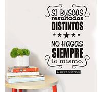 IDEAVINILO Vinilo Decorativo de Frase de Einstein Si buscas Resultados Distintos, no Hagas Siempre lo Mismo. Color Negro. Medidas: 60x90cm