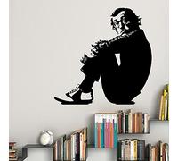 IDEAVINILO Vinilo Decorativo Woody Allen. Color Negro. Medidas: 70x70cm.