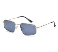 IDEE Gafas de sol 100% con protección UV para hombre, con marco de aleación de metal plateado brillante, talla M con lentes azules, color azul, 53