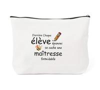 Idee regalo maestro de escuela fin de año, gracias maestra, regalo maestro fin de año, regalos Atsem profesor para maestra, retiro original, maestro de Navidad, cumpleaños, bolsa de maquillaje, beige