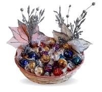 Idee Regalo Natale - Cesto Natalizio Con 400gr Praline Assortite + Stella di Natale Artificiale - Scatola Regalo