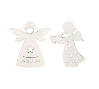 Ideen mit Herz 12 ángeles de madera blancos, 2 diseños, decoración para Navidad, Adviento, invierno, árbol de Navidad, árbol de Navidad, árbol de Navidad, ángel de la guarda