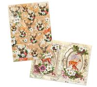 Ideen mit Herz - 2 hojas papel de arroz de precioso decoupage, DIN A4, 2 diseños diferentes, vintage, Navidad, etc.