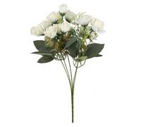 Ideen mit Herz Arbusto de flores, arreglo floral artificial, ramo de rosas, flores decorativas con tallo largo, 15 flores de diámetro aprox. 2,5 a 4 cm (crema)