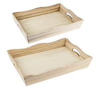 Ideen mit Herz Bandejas de madera, 5,5 cm x 31 cm x 21 cm y 6,5 cm x 33 cm x 23 cm, 2 unidades, bandeja para servir, decoración de mesa, decoración de habitaciones, bandeja para decoupage,