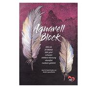 Ideen mit Herz Bloc de acuarelas | DIN A4 | 20 hojas | 300 g/m² | negro | ideal para tiza pastel y acuarelas metálicas