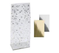 Ideen mit Herz Bolsas con fondo de bloque de estrellas | impresión de papel de aluminio dorado | elegante embalaje de regalo | bolsa de galletas | con estante extra | apto para alimentos | 10 cm x 6