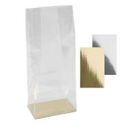 Ideen mit Herz Bolsas de fondo de bloque | transparente | elegante embalaje de regalo | bolsa de galletas | con estante extra | apto para alimentos | 11 cm x 7 cm, 27 cm | 30 unidades