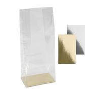Ideen mit Herz Bolsas de fondo de bloque | transparente | elegante embalaje de regalo | bolsa de galletas | con estante extra | apto para alimentos | 14 cm x 9 cm, 30 cm | 30 unidades