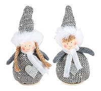 Ideen mit Herz - Bonitos muñecos de invierno, duendes de Navidad, decoración navideña, de madera, fieltro y punto, modelo Ella & Linus, 15 cm de alto, 2 unidades