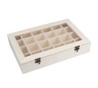 Ideen mit Herz Caja de madera con 24 compartimentos y tapa, incluye ventana de visualización, caja de madera, caja de almacenamiento, organizador, 30 x 20 x 5,5 cm