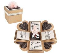 Ideen mit Herz Caja sorpresa de papel kraft | embalaje de regalo | boda | 12,5 cm x 12,5 cm x 12,5 cm | 300 g/m² | 25 piezas