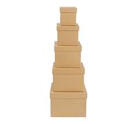 Ideen mit Herz Cajas de regalo con tapa, juego de 5 unidades, 5 tamaños diferentes entre sí, grandes a pequeños, cartón de papel kraft, ideal para cumpleaños y bodas, cuadradas de 6 a 14 cm