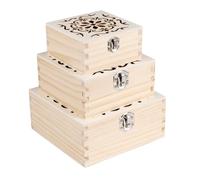 Ideen mit Herz Cajas decorativas de madera | Vintage | Caja de madera con adorno | Ataúd | DIY | Decoración | Caja de recuerdos | Caja de almacenamiento y organización | Cuadrado | 3 tamaños | 3