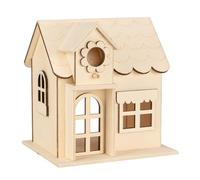 Ideen mit Herz Casa decorativa de madera | Naturaleza | con apertura para iluminación | DIY casa de luz | 15,5 cm x 13 cm x 16,1 cm | Casa en miniatura de madera contrachapada | Espacio en blanco para