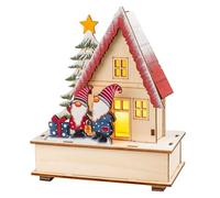 Ideen mit Herz Casa LED con duendes | casita en miniatura | luces de Navidad | luz de ambiente | decoración navideña | casa de luz invernal | funciona con pilas (pareja de duendecillos)