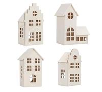 Ideen mit Herz Casetas decorativas de madera natural | 4 medidas | caseta decorativa con apertura | caseta luminosa | 4 piezas