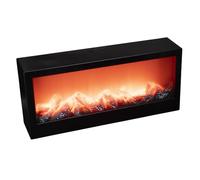 Ideen mit Herz Chimenea decorativa, funciona con pilas, sin calefacción, efecto realista de llama/fuego, 45 x 10 x 20 cm, con temporizador (6h encendido, 18h apagado)