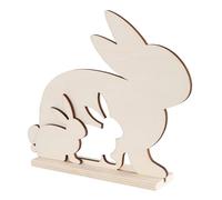 Ideen mit Herz Conejo decorativo de madera | Conejo con conejo | contrachapado de álamo | Soporte | Decoración de Pascua
