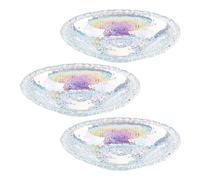 Ideen mit Herz Cuencos de cristal ovalados con relieve de flores | Decoración | Cuenco decorativo con superficie iridiscente | 20,5 cm x 13,4 cm x 4,2 cm | 3 unidades