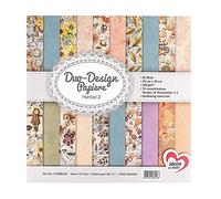 Ideen mit Herz Duo-Design Papiers | Bloque de 20 hojas de papel artesanal | 25 x 25 cm | 250 g/m² | Impresión en ambos lados | Papel de diseño, papel de diseño | Ideal para álbumes de recortes,