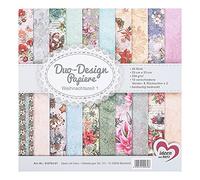 Ideen mit Herz Duo-Design Papiers | Bloque de 20 hojas de papel de bricolaje | 25 x 25 cm | 250 g/m² | Impreso en ambos lados | Papel de diseño, papel de diseño | Ideal para álbumes de recortes,