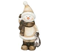 Ideen mit Herz Figura decorativa Muñeco de nieve | Figura de cerámica | Navidad | Invierno | 18 cm de alto