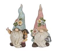 Ideen mit Herz Figuras decorativas de duendes | Pareja con regadera y pajarera | Enano de jardín | Decoración de primavera para casa y arriate de flores | 23 cm de alto | 10 cm de ancho | 2 unidades