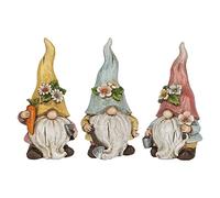 Ideen mit Herz Figuras decorativas de duendes | Primavera | con pala, zanahoria y cubo | 16,5 cm de alto | 7,5 cm de ancho | 3 unidades