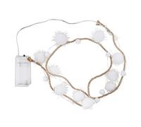 Ideen mit Herz Guirnalda de luces LED con cinta de yute, 20 luces LED de color blanco cálido con pompones blancos iridiscentes