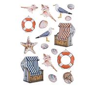 Ideen mit Herz Hoja de pegatinas Pegatinas en relieve | con efecto 3D | Hoja Din A4 (marítimo, cesta de playa)