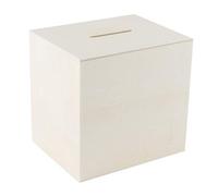 Ideen mit Herz Hucha de madera, ideal para manualidades y para pintar, 10,2 cm x 9,8 cm x 8,2 cm, con cierre de plástico en la parte inferior